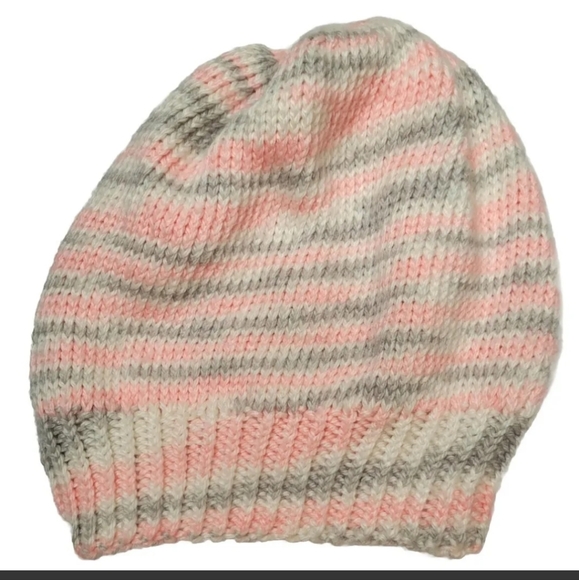 Handmade Crochet Beanie Hat And Scarf pink gray white - Picture 3 of 12